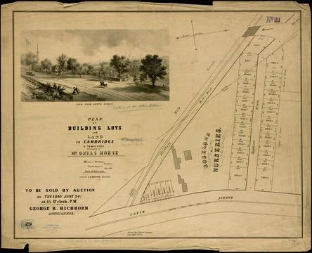RECORD DATE NOT STATED Plan of building lots and land in Cambridge &amp; Somer... Fotos de archivo