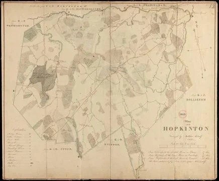 RECORD DATE NOT STATED Plan of Hopkinton made by Matthew Metcalf, dated 18... Stock Photos