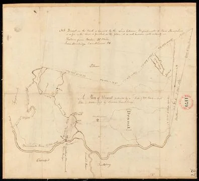 RECORD DATE NOT STATED Plan of Dracut, surveyor s name not given, dated 17... 스톡 사진