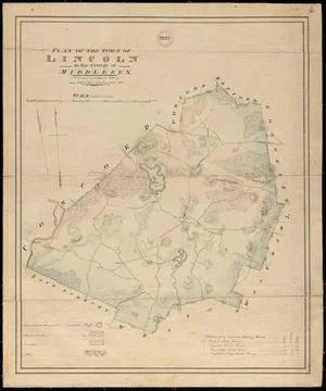 RECORD DATE NOT STATED Plan of Lincoln made by John G. Hales, dated 1830 ,... 스톡 사진