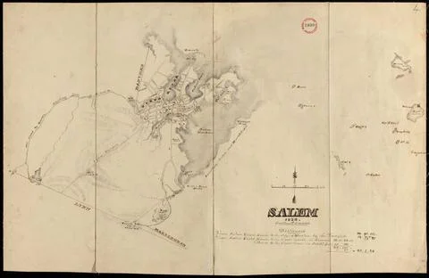 RECORD DATE NOT STATED Plan of Salem made by Jonathan P. Saunders, dated 1... Stock Photos