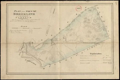 RECORD DATE NOT STATED Plan of Brookline made by John G. Hales, dated Augu... Stock Photos