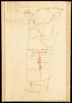 RECORD DATE NOT STATED Plan of Bellingham made by Stephen Metcalf, dated D... Stock Photos
