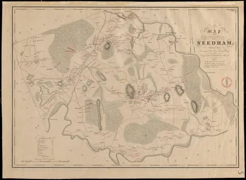 RECORD DATE NOT STATED Plan of Needham made by Asa Kingsbury, dated 1831. ... Stock Photos