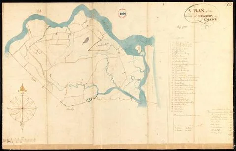 RECORD DATE NOT STATED Plan of Newbury surveyed by E. March, dated May 179... Stock Photos