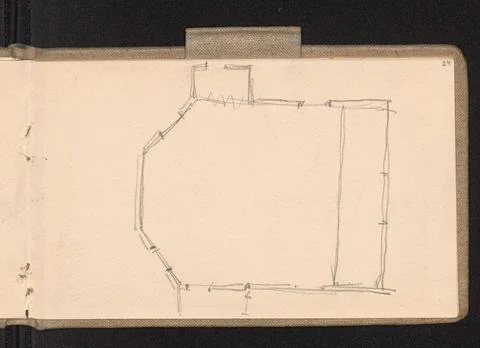 RECORD DATE NOT STATED  Plan of the church; verso: sketch of a panty with ... Fotos de archivo