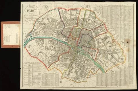 RECORD DATE NOT STATED  Plan de Paris, divisÃ en 12 arrondissemens, 1820. .. Stock Photos