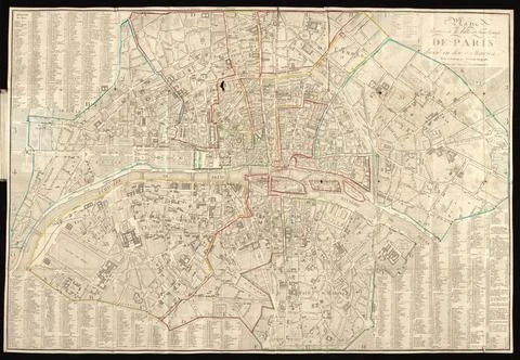 RECORD DATE NOT STATED  Plan routier de la ville et fauxbourgs de Paris, d... Stock Photos