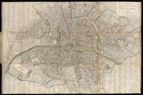 RECORD DATE NOT STATED  Plan routier de la ville et faubourg de Paris, div... Stock Photos