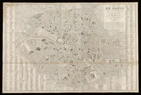 RECORD DATE NOT STATED  Plan de Paris, divisÃ en 12 arrondissements et ind.. Stock Photos