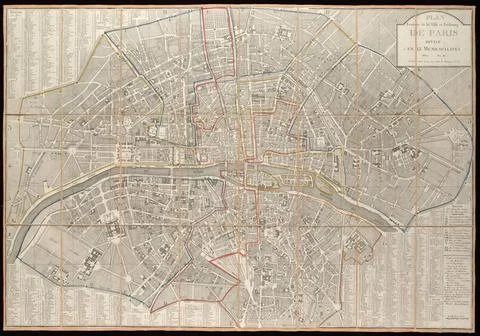 RECORD DATE NOT STATED  Plan routier de la ville et faubourg de Paris, div... 스톡 사진