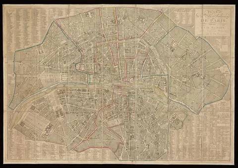 RECORD DATE NOT STATED  Plan de la ville et faubourgs de Paris, divisÃ en .. 写真素材