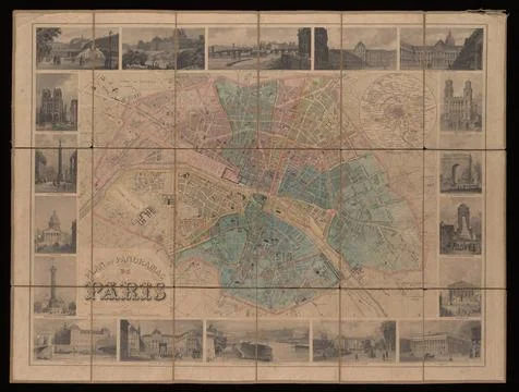 RECORD DATE NOT STATED  Plan et panoramas de Paris, 1842. 1842? Undated, b... 写真素材