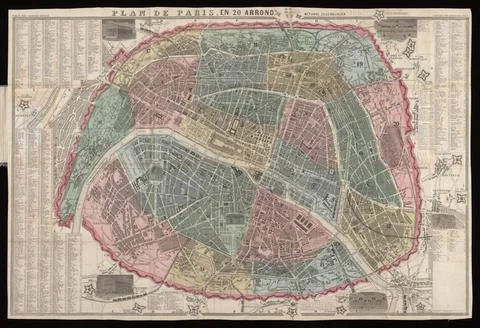 RECORD DATE NOT STATED  Plan de Paris, en 20 arrondissements : mÃ thode Zu.. 스톡 사진