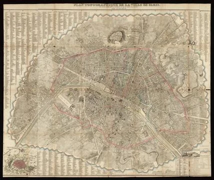 RECORD DATE NOT STATED  Plan topographique de la ville de Paris, et d une ... Stock Photos