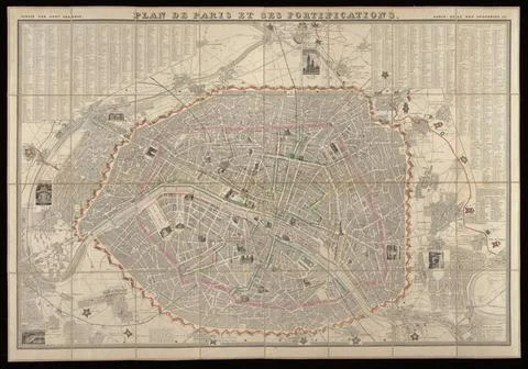 RECORD DATE NOT STATED  Plan de Paris et ses fortifications / dessinÃ par .. Stock Photos