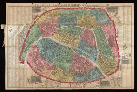 RECORD DATE NOT STATED  Plan de Paris, en 20 arrondissements : mÃ thode Zu.. 스톡 사진