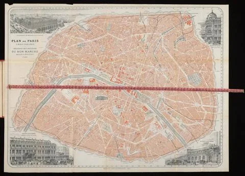 RECORD DATE NOT STATED  Plan de Paris Ã ruban indicateur : souvenir des ma.. 写真素材