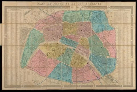 RECORD DATE NOT STATED  Plan de Paris et de son enceinte, 1864. 1864? Unda... 写真素材