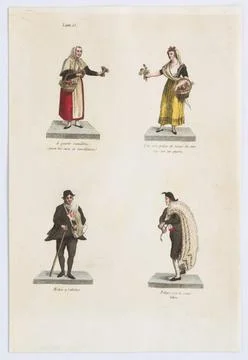 RECORD DATE NOT STATED  Plate 15: four street vendors from Madrid selling ... Foto stock