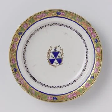 RECORD DATE NOT STATED  Plate with the arms of the Stocker or Tatham famil... Stock Photos
