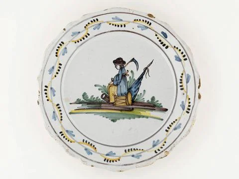 RECORD DATE NOT STATED  Plate with flags. Earthenware. Around 1792. Paris,... Foto stock