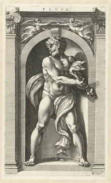 RECORD DATE NOT STATED  Pluto, 1592 print Pluto, standing in a niche, a bu... Stock Photos