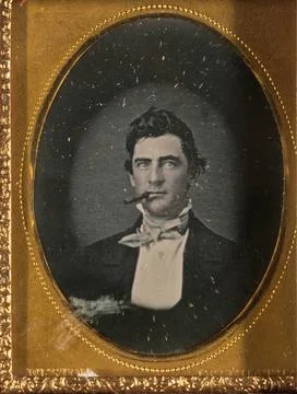 RECORD DATE NOT STATED Portrait of an Unidentified Man Smoking a Cigar. Ja... Stock Photos