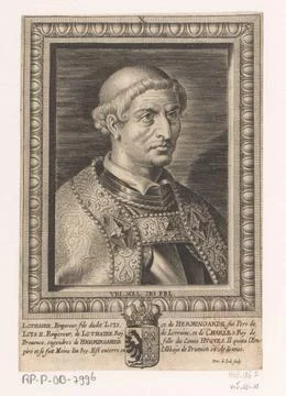 RECORD DATE NOT STATED  Portrait of Lotharius I, Pieter de Jode (II), Afte... 스톡 사진
