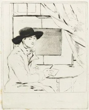 RECORD DATE NOT STATED  Portrait of a young etcher, Louis Bernard Coclers,... Stock Photos