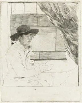 RECORD DATE NOT STATED  Portrait of a young etcher, Louis Bernard Coclers,... Stock Photos