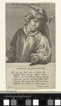 RECORD DATE NOT STATED  Portrait of the painter Jan van Eyck, Wierix (Reje... Stock Photos