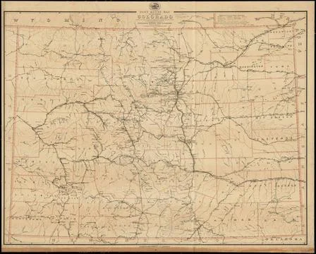 RECORD DATE NOT STATED Post route map of the State of Colorado showing pos... Stock Photos