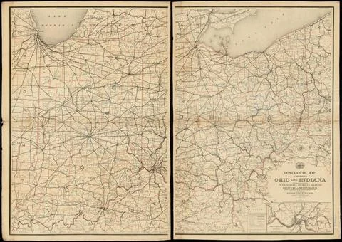 RECORD DATE NOT STATED Post route map of the states of Ohio and Indiana wi... Stock Photos