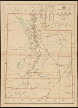RECORD DATE NOT STATED Post route map of the state of Utah showing post of... Stock Photos