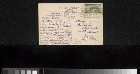 RECORD DATE NOT STATED  Postcard to Philip Zilcken, 1925 Paris cardboard. ... Stock Photos