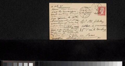RECORD DATE NOT STATED  Postcard to Philip Zilcken, 1925 Paris cardboard. ... Foto stock
