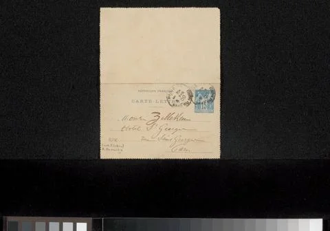 RECORD DATE NOT STATED  Postcard to Philip Zilcken, 1900 Paris cardboard. ... Foto stock