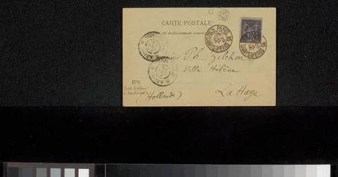 RECORD DATE NOT STATED  Postcard to Philip Zilcken, 1896 Paris cardboard. ... Foto stock