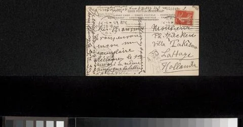 RECORD DATE NOT STATED  Postcard to Philip Zilcken, in or before 1908 Pari... 스톡 사진