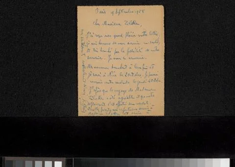 RECORD DATE NOT STATED  Postcard to Philip Zilcken, 1928 Paris cardboard. ... Stock Photos