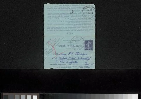 RECORD DATE NOT STATED  Postcard to Philip Zilcken, 1911 Paris paper. ink ... Stock Photos