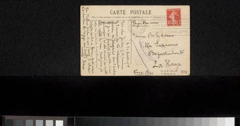 RECORD DATE NOT STATED  Postcard to Philip Zilcken, 1920 Paris cardboard. ... Stock Photos