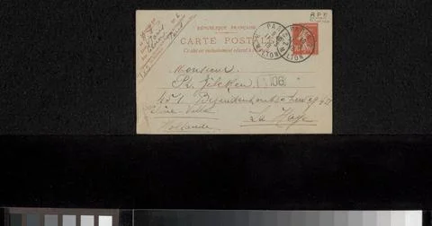 RECORD DATE NOT STATED  Postcard to Philip Zilcken, 1919 Paris cardboard. ... Foto stock