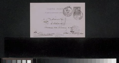 RECORD DATE NOT STATED  Postcard to Philip Zilcken, Adriaan Pit, 1887 Pari... 스톡 사진