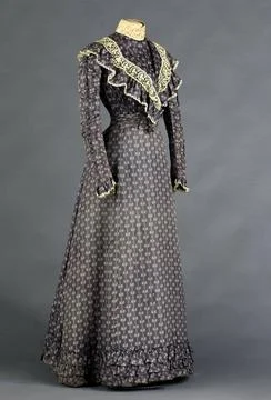 RECORD DATE NOT STATED  Practical fashion. Day dress. Dark blue silk groov... Foto stock