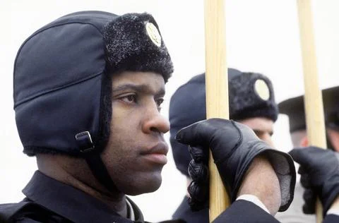 RECORD DATE NOT STATED Practice Inaugural Parade. Dressed for the cold Old... 写真素材