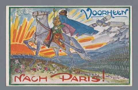 RECORD DATE NOT STATED  Previously, Nach Paris!, Leo Gestel, 1919 Postcard... Stock Photos