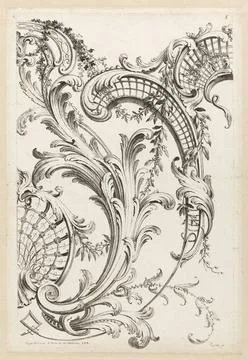 RECORD DATE NOT STATED Print, Acanthus Leaf and Fretwork Ornament Design; ... Stock Photos