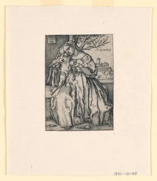 RECORD DATE NOT STATED Print, Virgin and Child with Parrot; Print Maker: H... Stock Photos